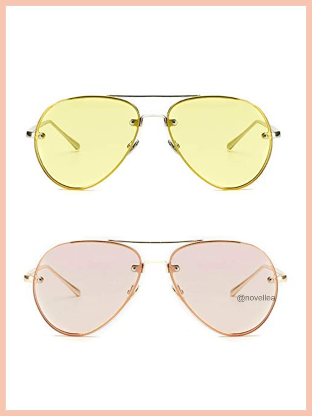 Classic Oversized Aviator Sunglasses Rimless Retro Glasses UV400